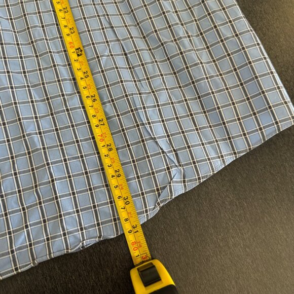 Boss Hugo Boss Men's Sharp Fit Blue Checkered Cotton Dress Shirt, Size 16 32/33 - Picture 6 of 7